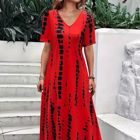 Women Plus Size Tie Dye Dress Loose/Relaxed Fit Summer Vacation Beach Dress 22W - Picture 1 of 11